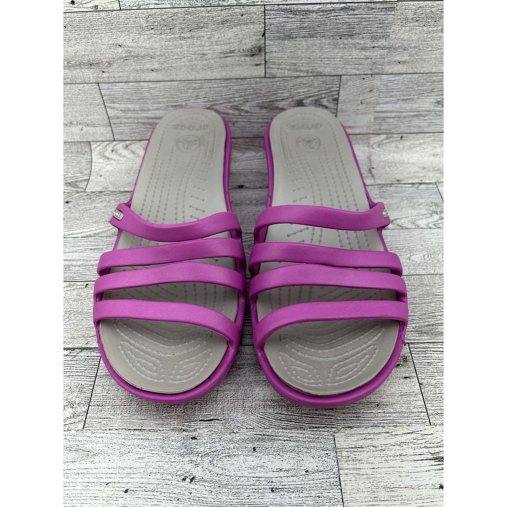 Crocs Kadee II‎ Slide Wedge Sandals Fuchsia Women's Size 8 - Picture 2 of 11